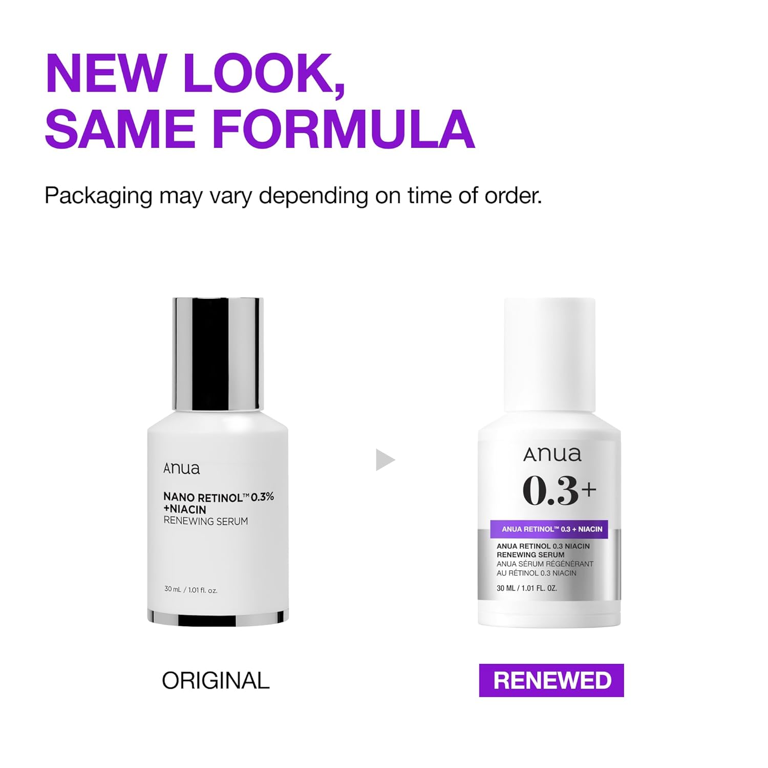 Anua Retinol Serum for Anti-Aging, Textured skin | 0.3% Retinol, 5% Niacinamide, 20+Soothing Ingredients Gentle for Beginner (30ml /1.01 fl.oz.)