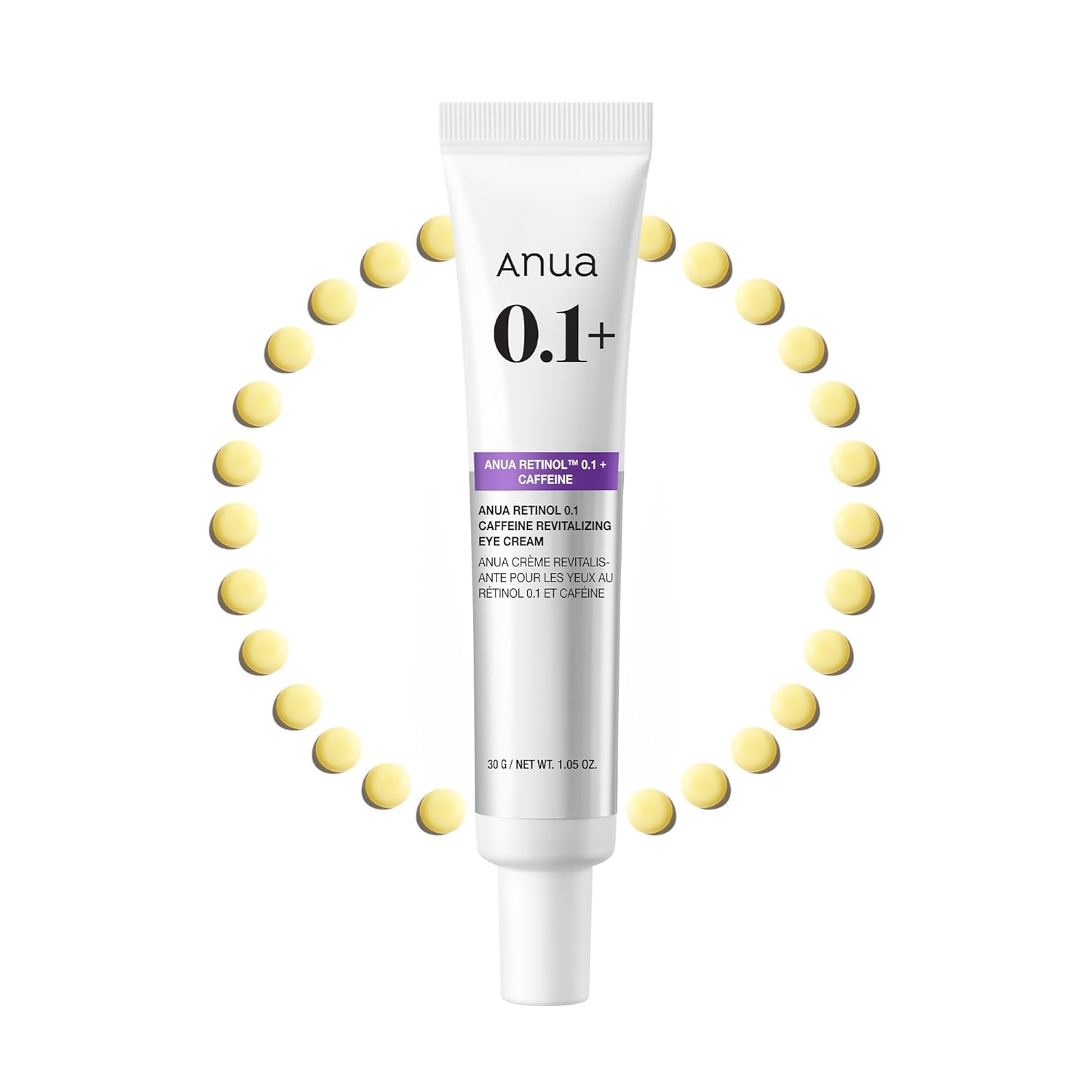 Anua Retinol 0.1 Caffeine Revitalizing Eye Cream, Lightweight Formula for Dark Circles & Puffiness, Hydrating for Sensitive Skin, Korean Skincare,1.05 fl oz