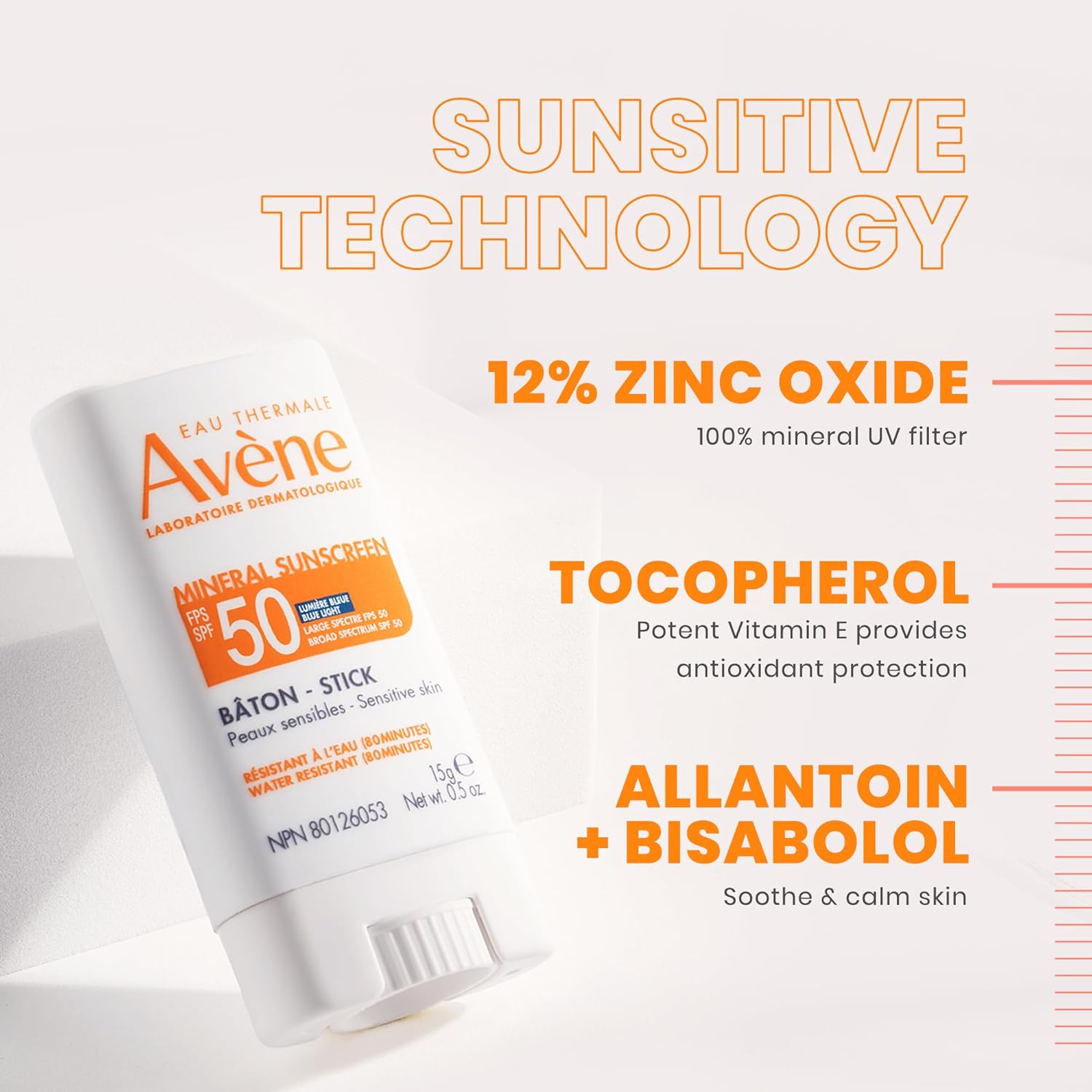 Avène Mineral Sunscreen Stick SPF 50, 0.5 Oz