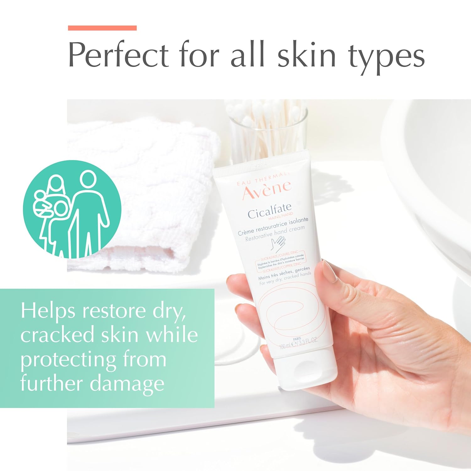 Avène Cicalfate Hand Cream, Intense Nourishing Lotion for Dry Cracked Hands, 3.3 Oz