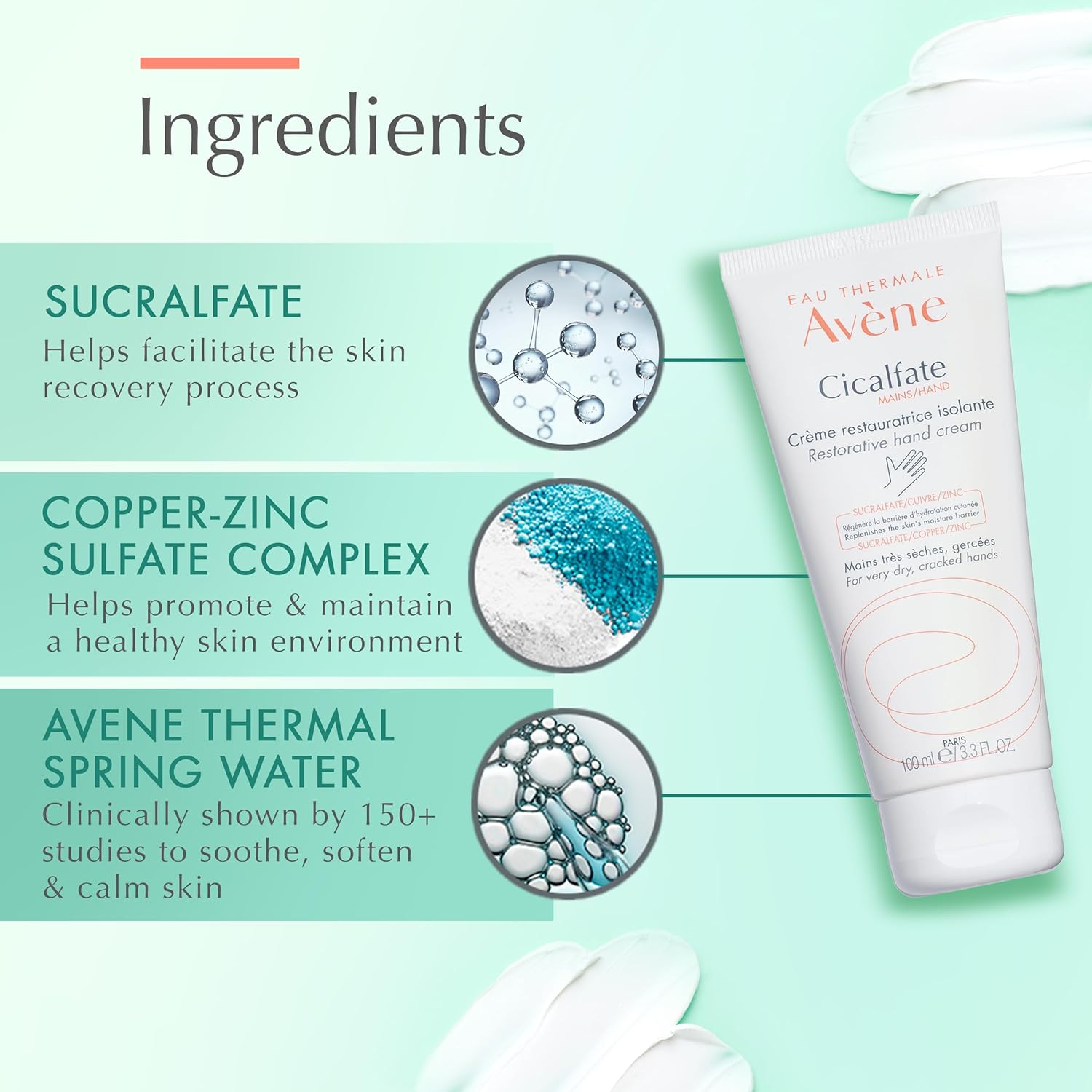 Avène Cicalfate Hand Cream, Intense Nourishing Lotion for Dry Cracked Hands, 3.3 Oz