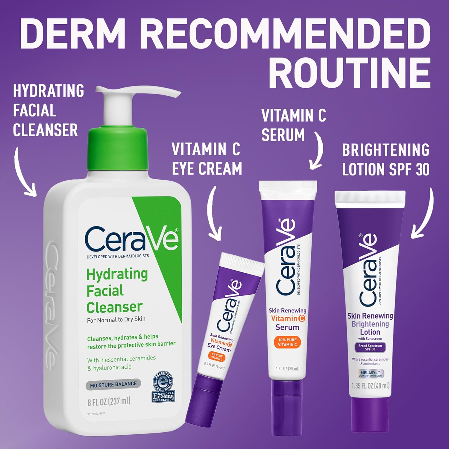CeraVe Skin Renewing Brightening Lotion SPF 30, Anti Aging Facial Moisturizer Hydrates, Brightens and Evens Skin Tone, Contains Ceramides + Niacinamide + Antioxidants, Fragrance-Free, 1.35 fl oz
